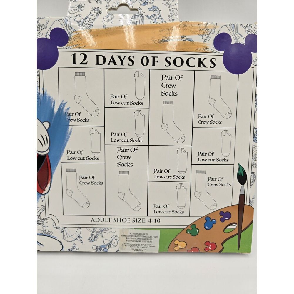 Disney Parks Ink & Paint Collection 12 Days Of Socks Adult‎ Shoe Sizes 4-10 NIB - Picture 5 of 6